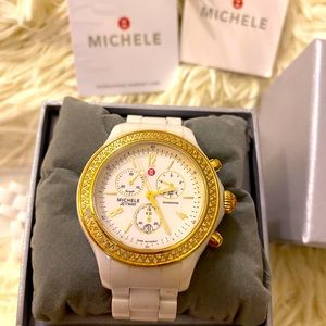 Michele White&Gold woman watch